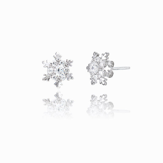 純銀雪花耳釘