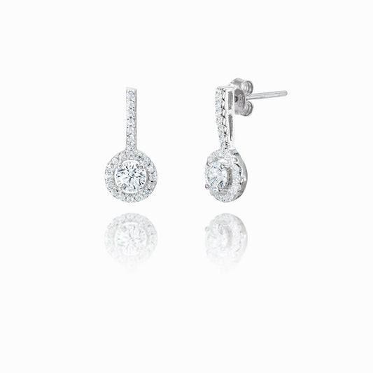 復古圓形垂吊純銀鋯石耳環