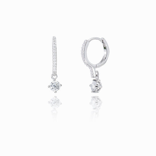 小巧垂吊純銀鋯石耳環