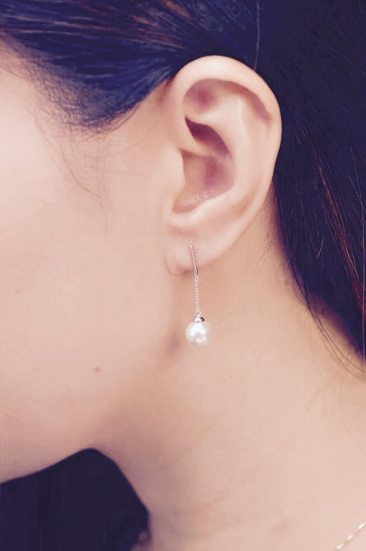 純銀氣質長珍珠耳環