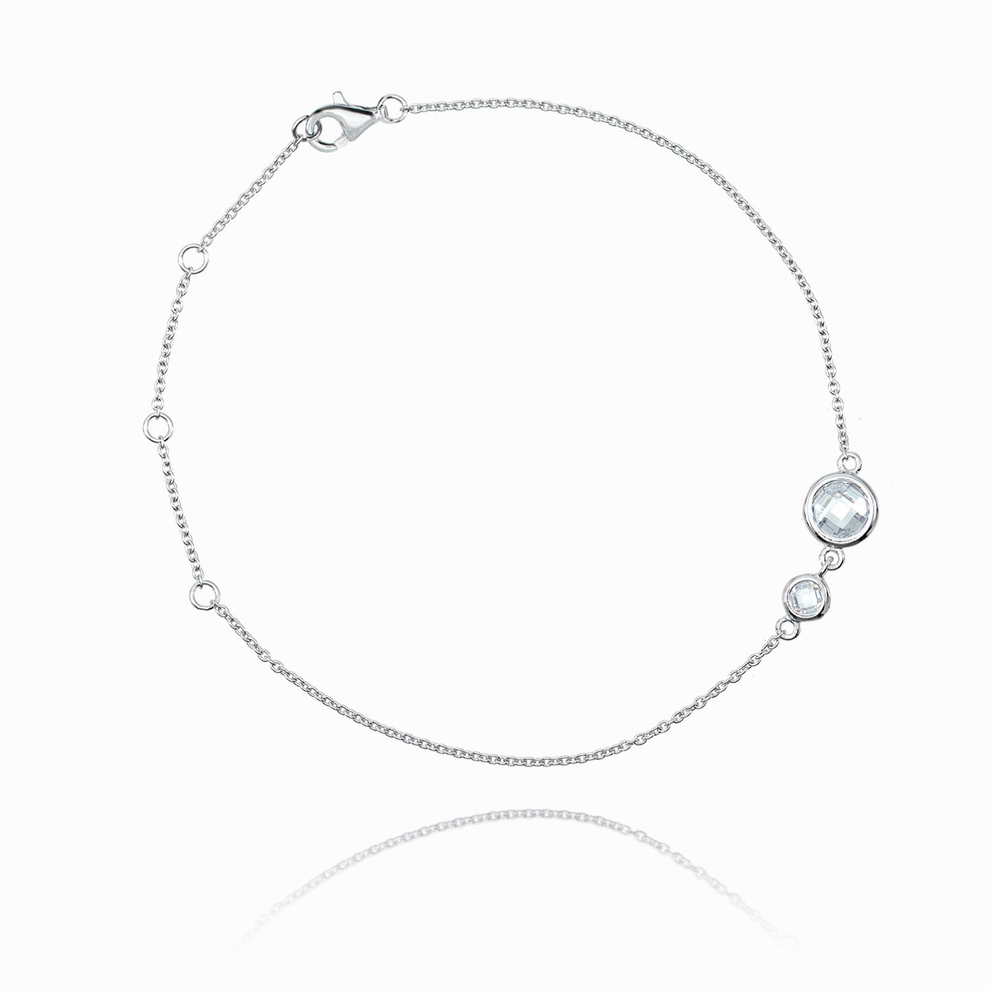 復古切割白水晶純銀手鏈