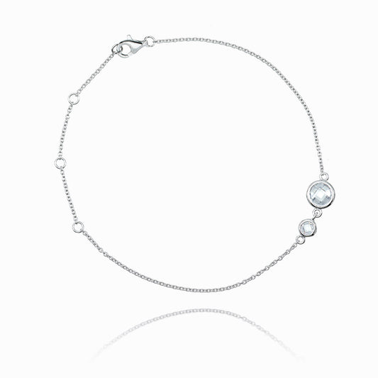 復古切割白水晶純銀手鏈