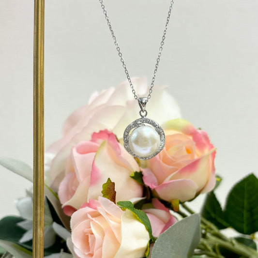 珍珠吊墜純銀頸鏈