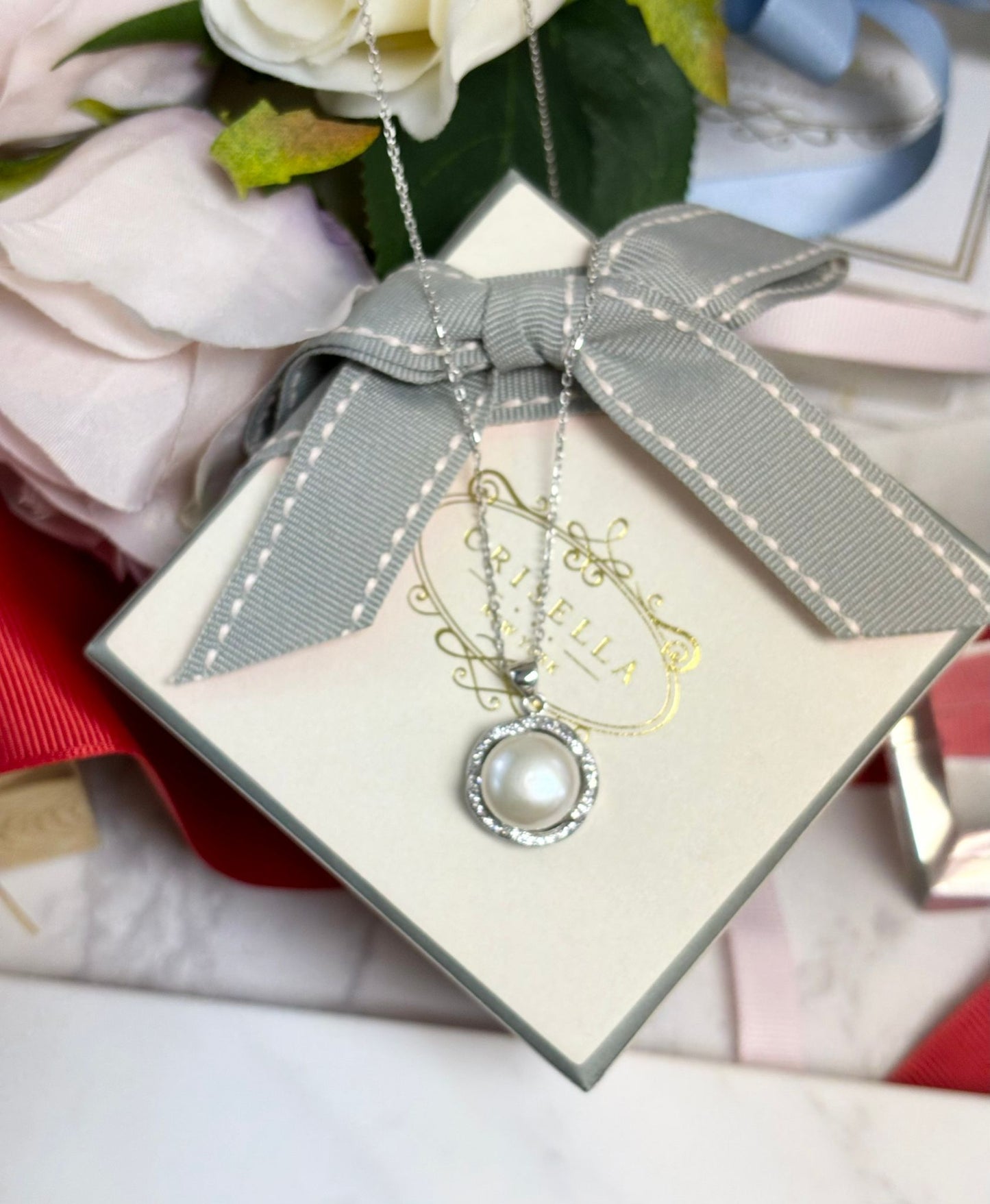 珍珠吊墜純銀頸鏈