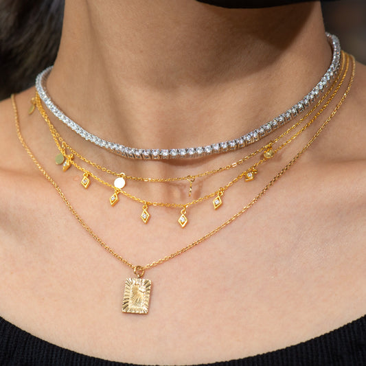 菱形水晶吊墜項鍊