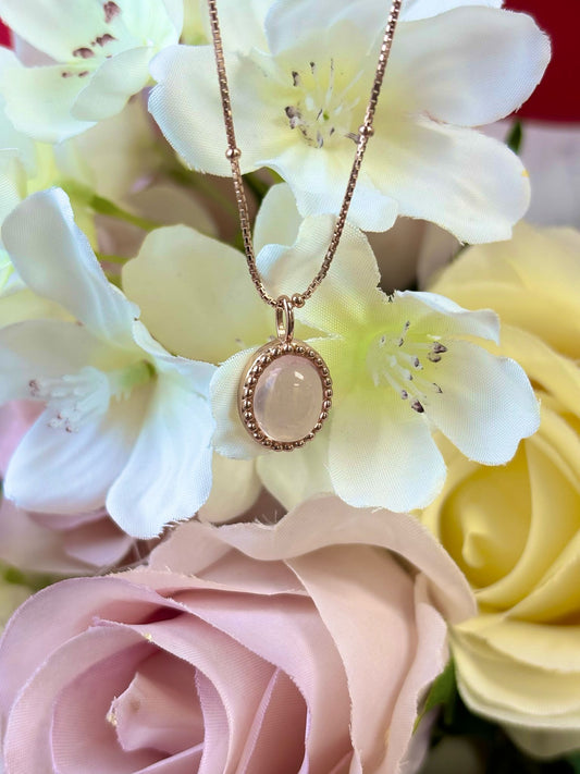 粉紅色月光石純銀項鍊