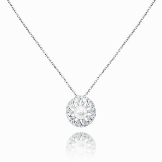 純銀復古圓形淡水珍珠頸鏈