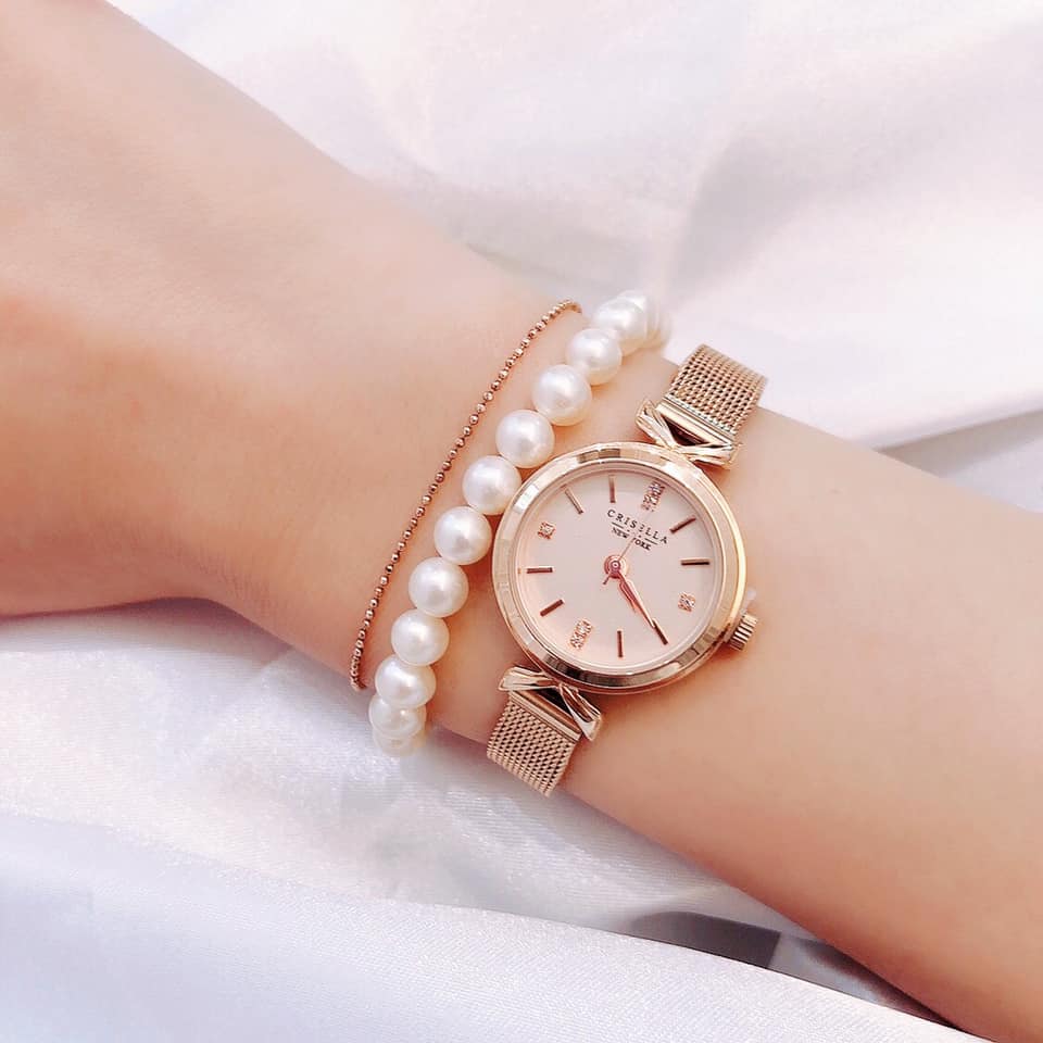 圓潤珍珠玫瑰金手鏈