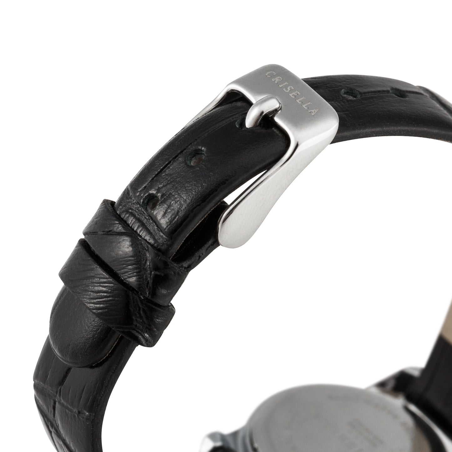 <transcy>Petite Round Leather Watch</transcy>