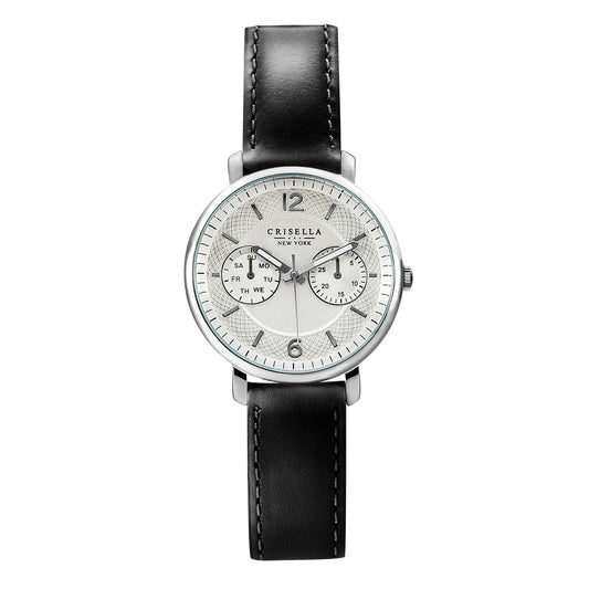 簡約大錶盤真皮石英手錶