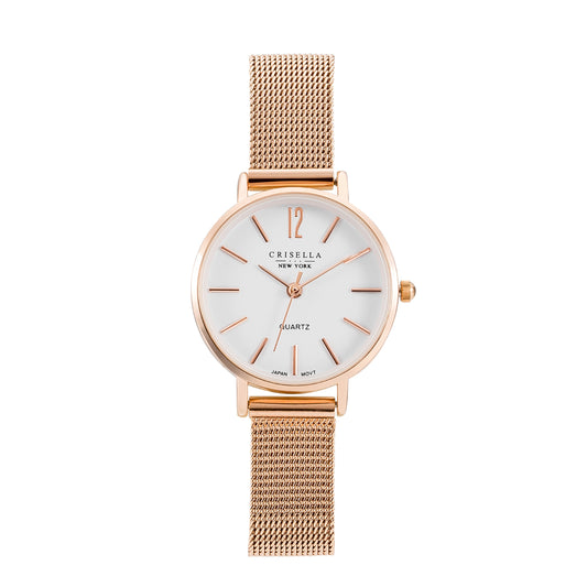 經典簡約鋼織帶石英女士手錶