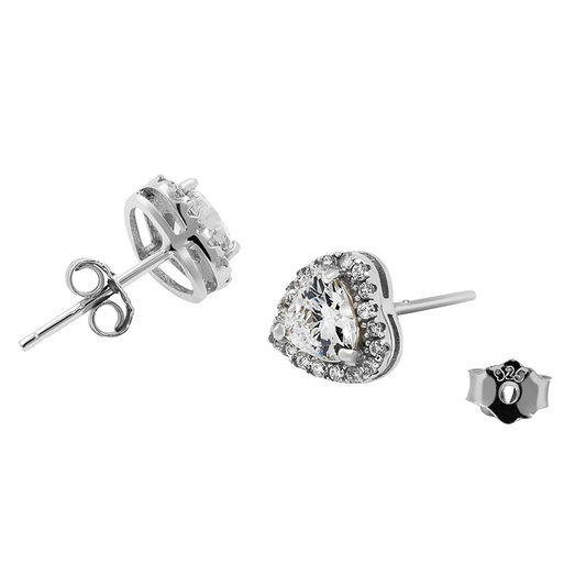 心型純銀鑲鋯石耳環