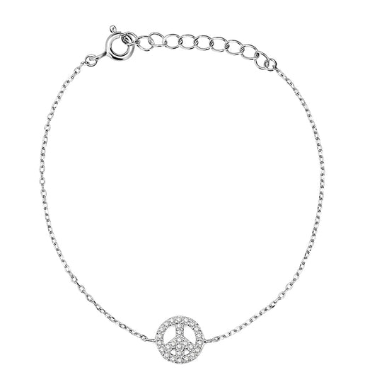 純銀和平標誌手鏈