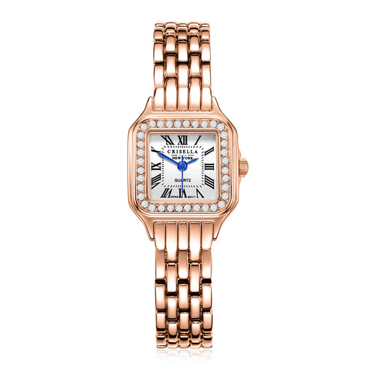 經典方形金屬石英手錶