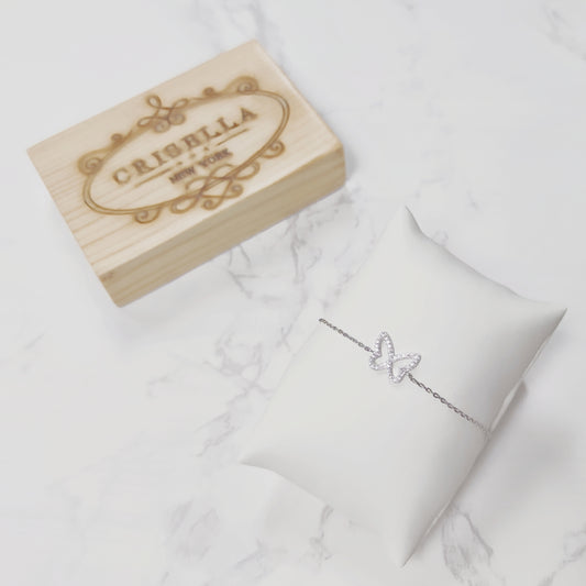 蝴蝶閃爍純銀鋯石手鏈