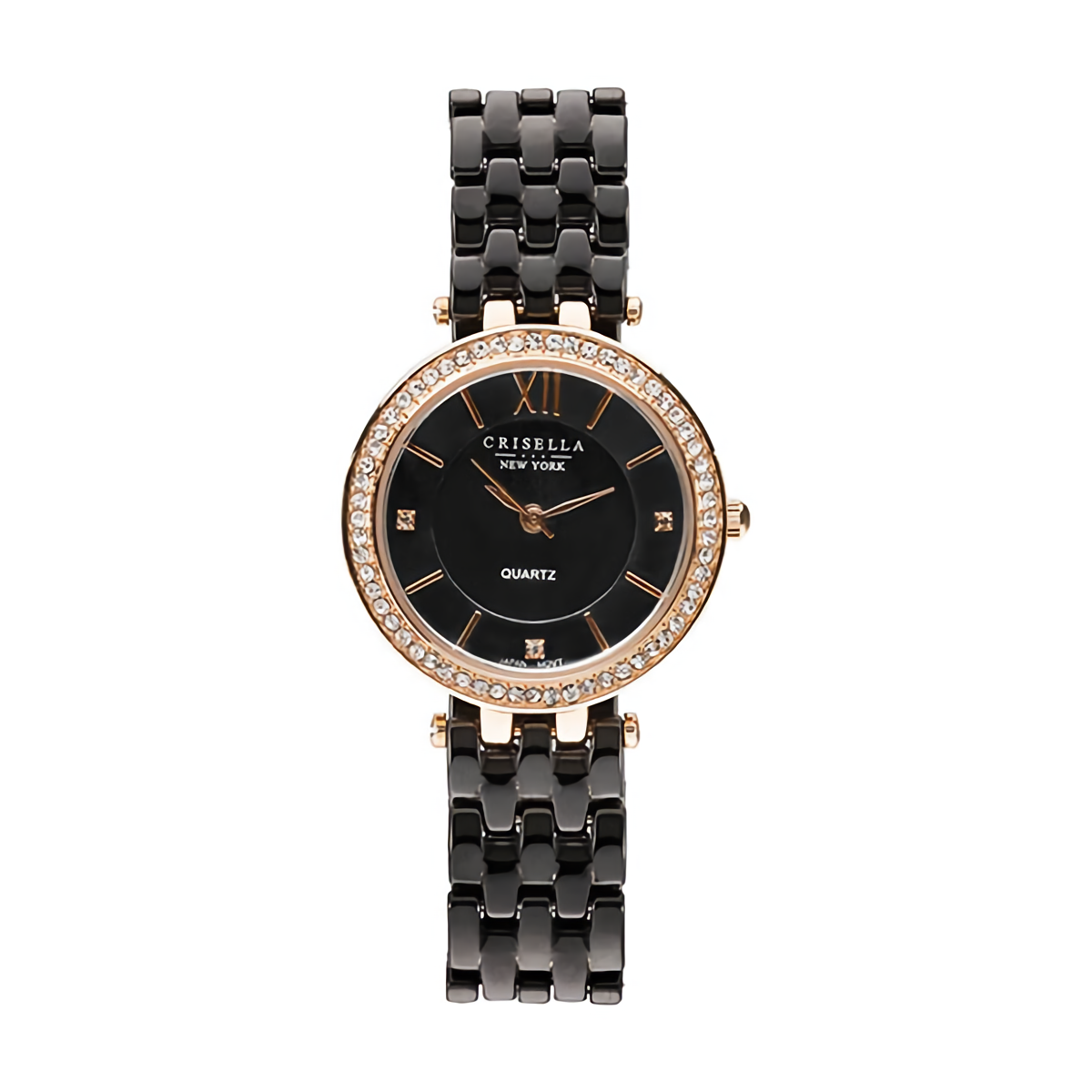 閃爍高貴陶瓷石英手錶配骨型閃爍手鐲套裝