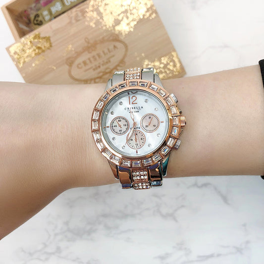 輕奢型格鋯石金屬石英手錶