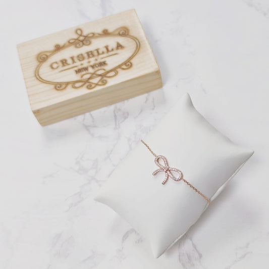 蝴蝶結純銀鋯石手鏈