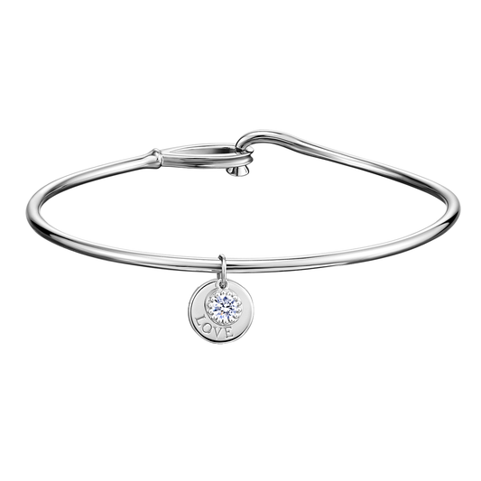 “LOVE”鋯石吊飾銀手鐲