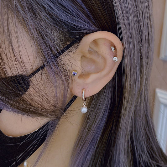 優雅珍珠純銀吊飾耳環