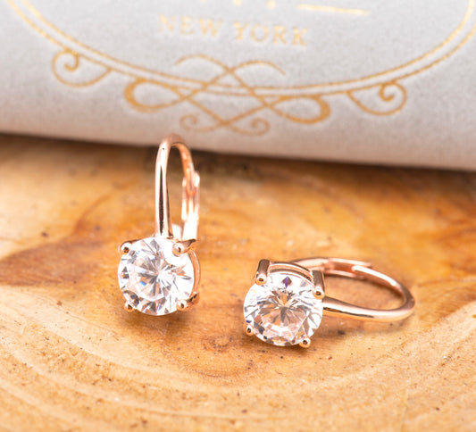 復古圓形鋯石純銀鋯石耳環