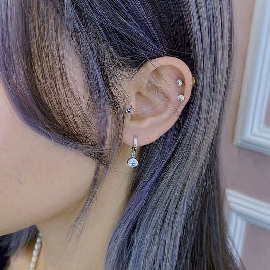 純銀鋯石吊飾耳環