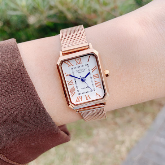 簡約鋼織帶石英手錶