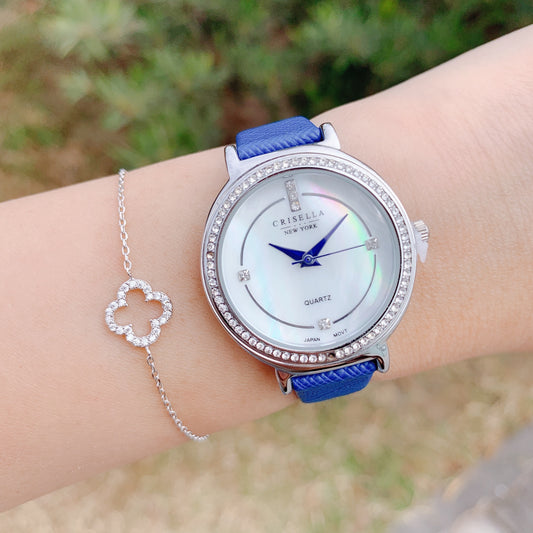 貴婦質感皮革石英手錶