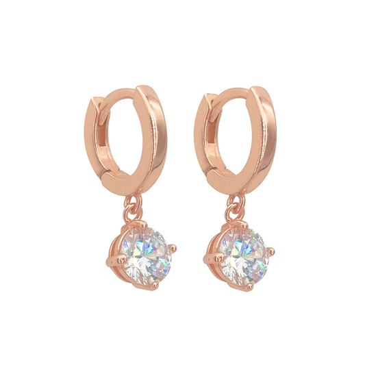 純銀鋯石吊飾耳環