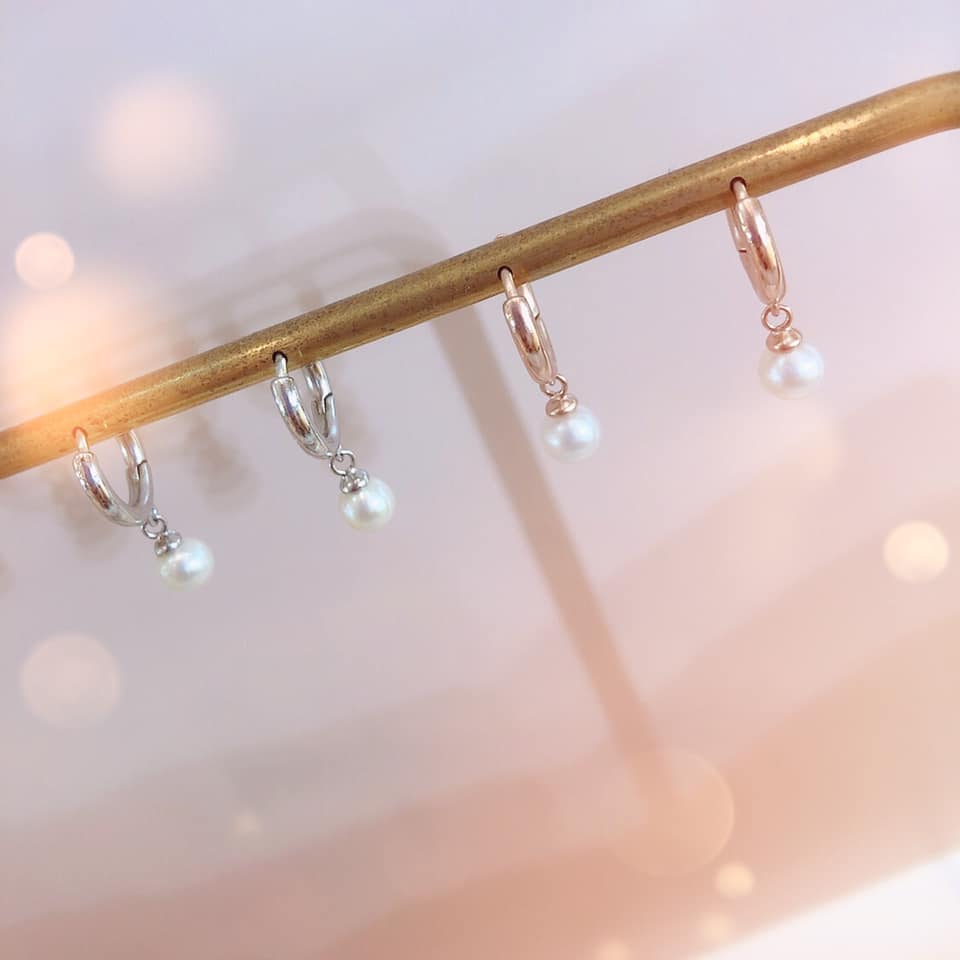 優雅珍珠純銀吊飾耳環
