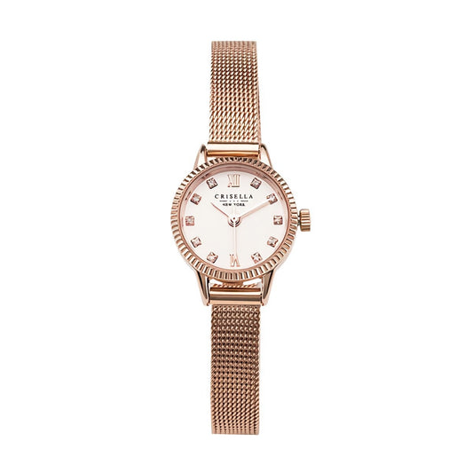 優雅復古鋼織帶石英手錶