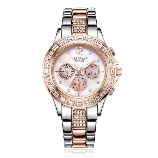 輕奢型格鋯石金屬石英手錶