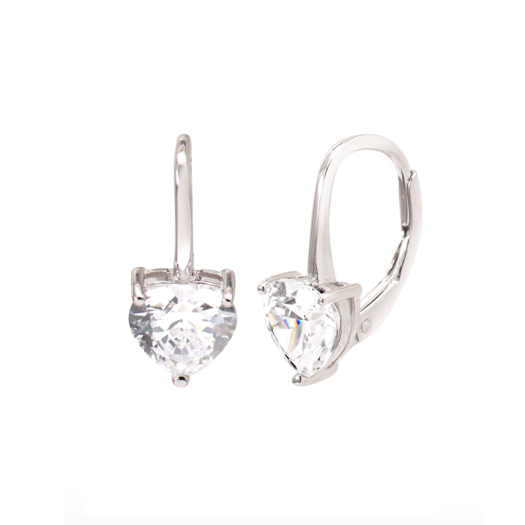 復古心形純銀鋯石U型耳環