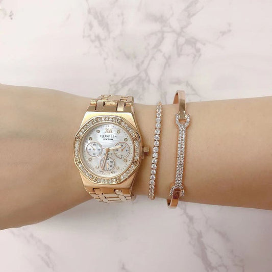 <transcy>Elegant Octagon Crystal Watch</transcy>