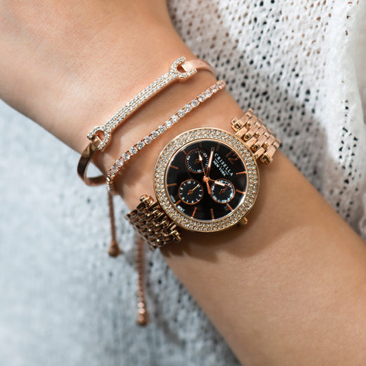 時尚閃爍金屬石英手錶