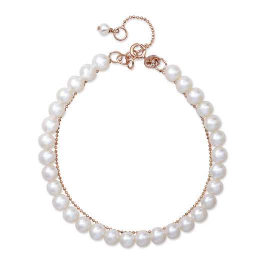 圓潤珍珠玫瑰金手鏈