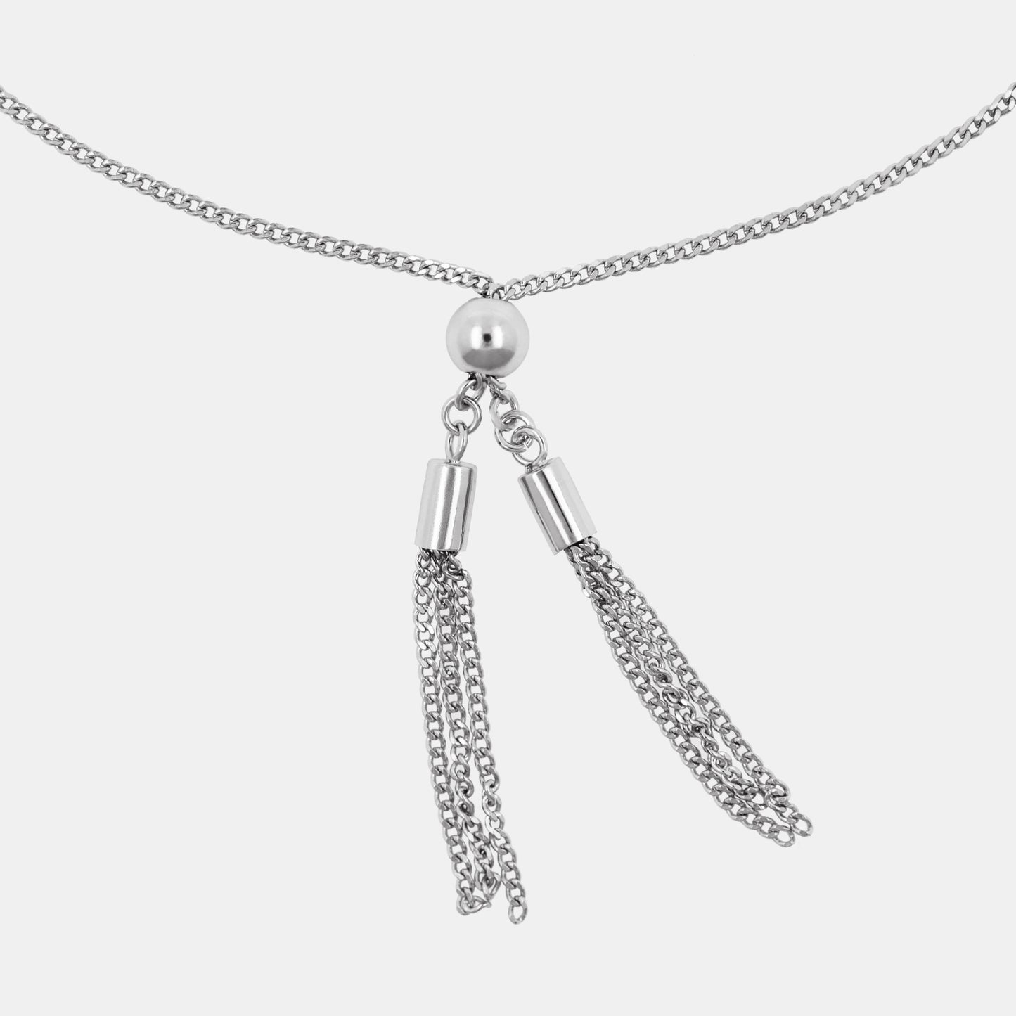 簡約線條純銀鋯石流蘇手鍊