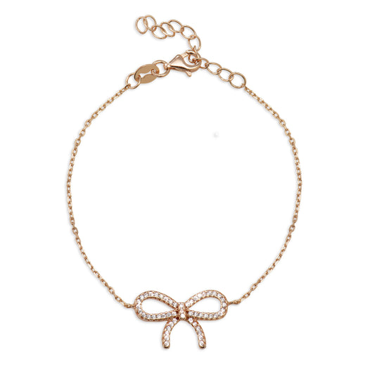 蝴蝶結純銀鋯石手鏈