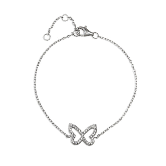蝴蝶閃爍純銀鋯石手鏈