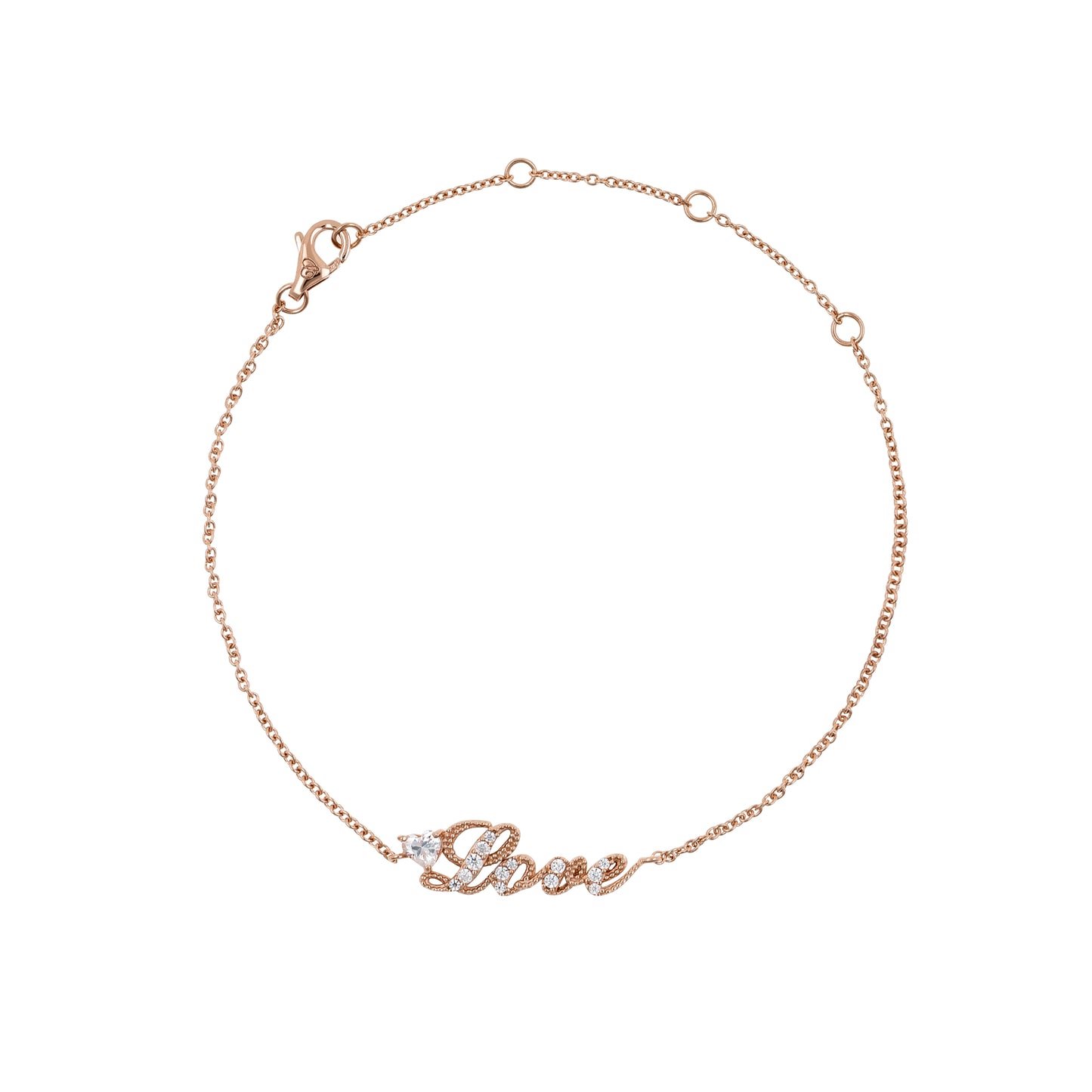 經典時尚鋯石石英手錶配LOVE手鏈套裝