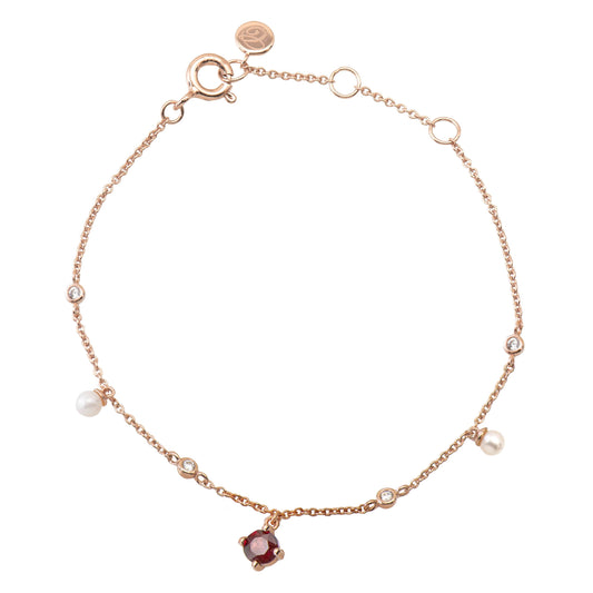 半寶石小珍珠純銀手鍊