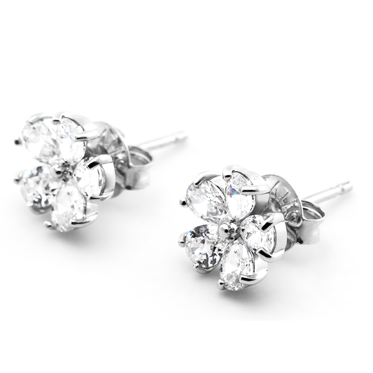 <transcy>Silver Flower Earrings</transcy>