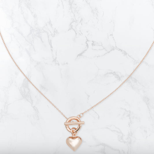 立體心心鎖扣純銀頸鏈