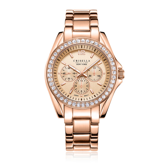 時尚型格鋯石石英手錶