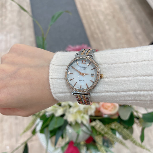 經典日曆金屬石英手錶