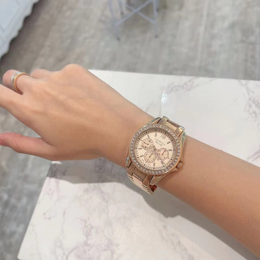 時尚型格鋯石石英手錶