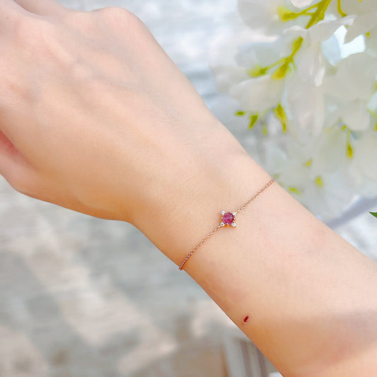 半圓半寶石純銀手鏈