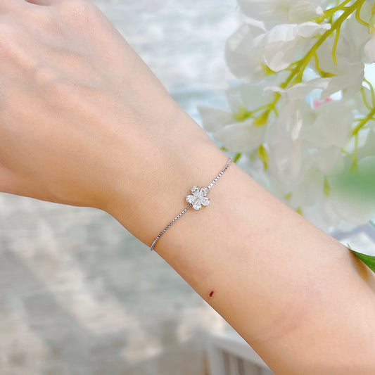 純銀五瓣花鋯石手鏈