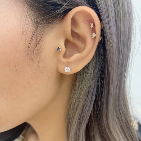 簡約四爪純銀鋯石耳環(八心八箭仿鑽)