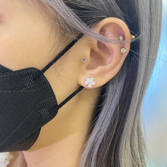 純銀五瓣花耳環